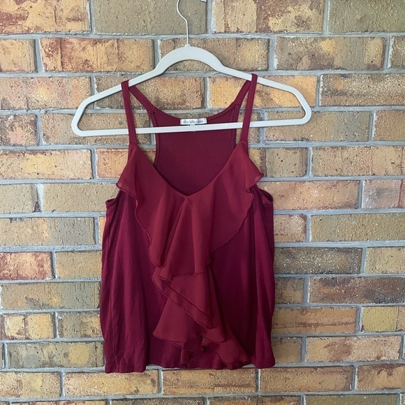 Elegant Burgundy Ruffle Top - Picture 1 of 5